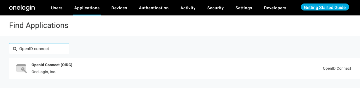 Onelogin new application OIDC